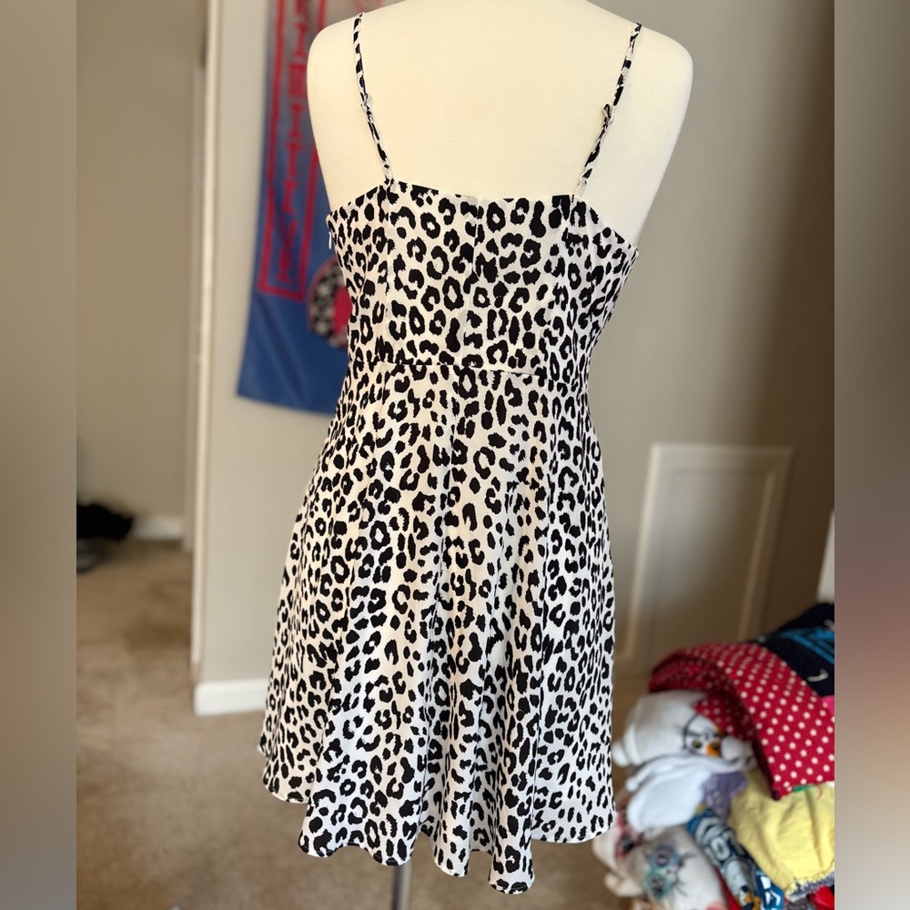 Express Black and White Cheetah Print Short Dress - Picture 2 of 3